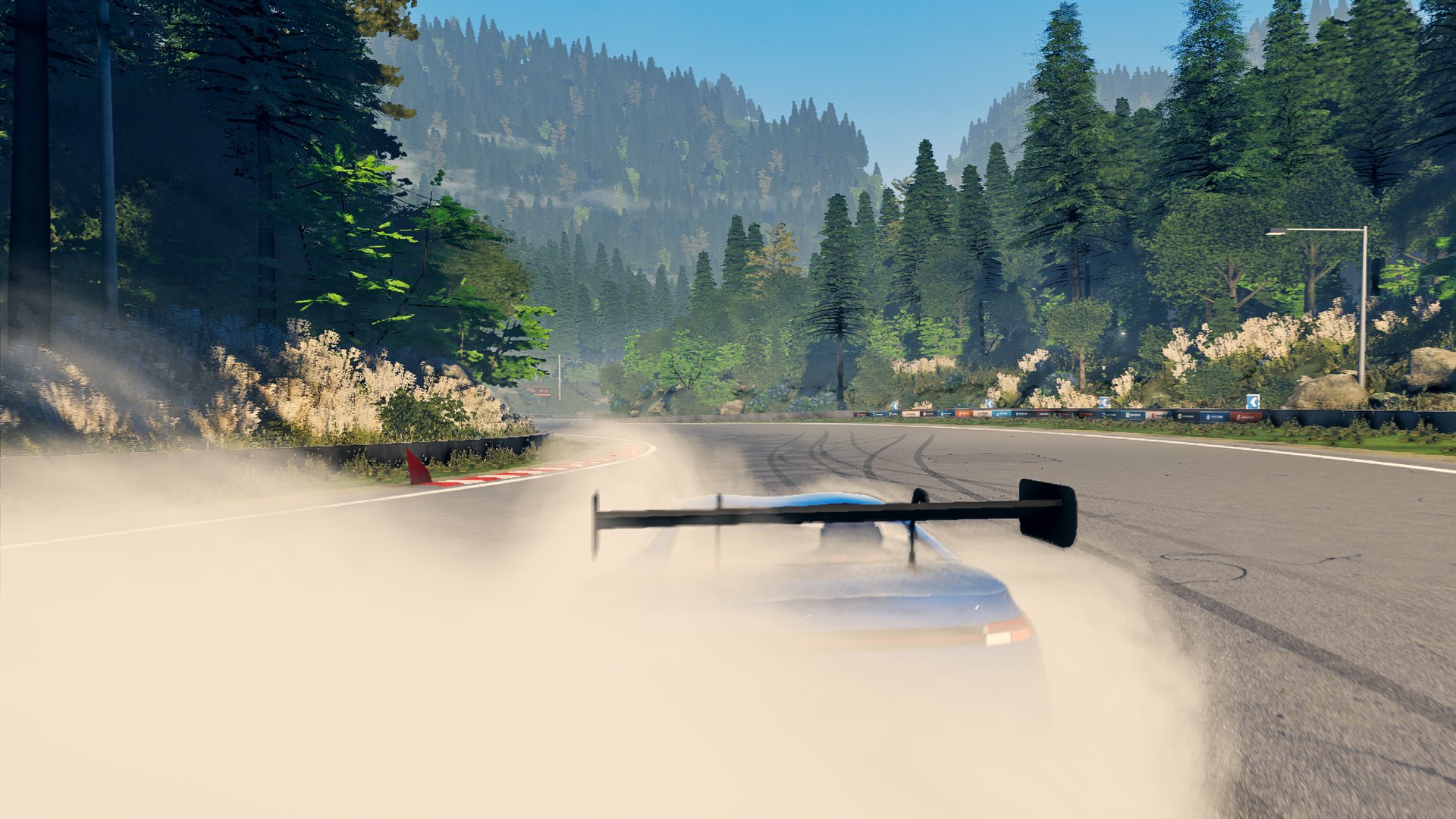 Drifting out of a corner on the mountain road